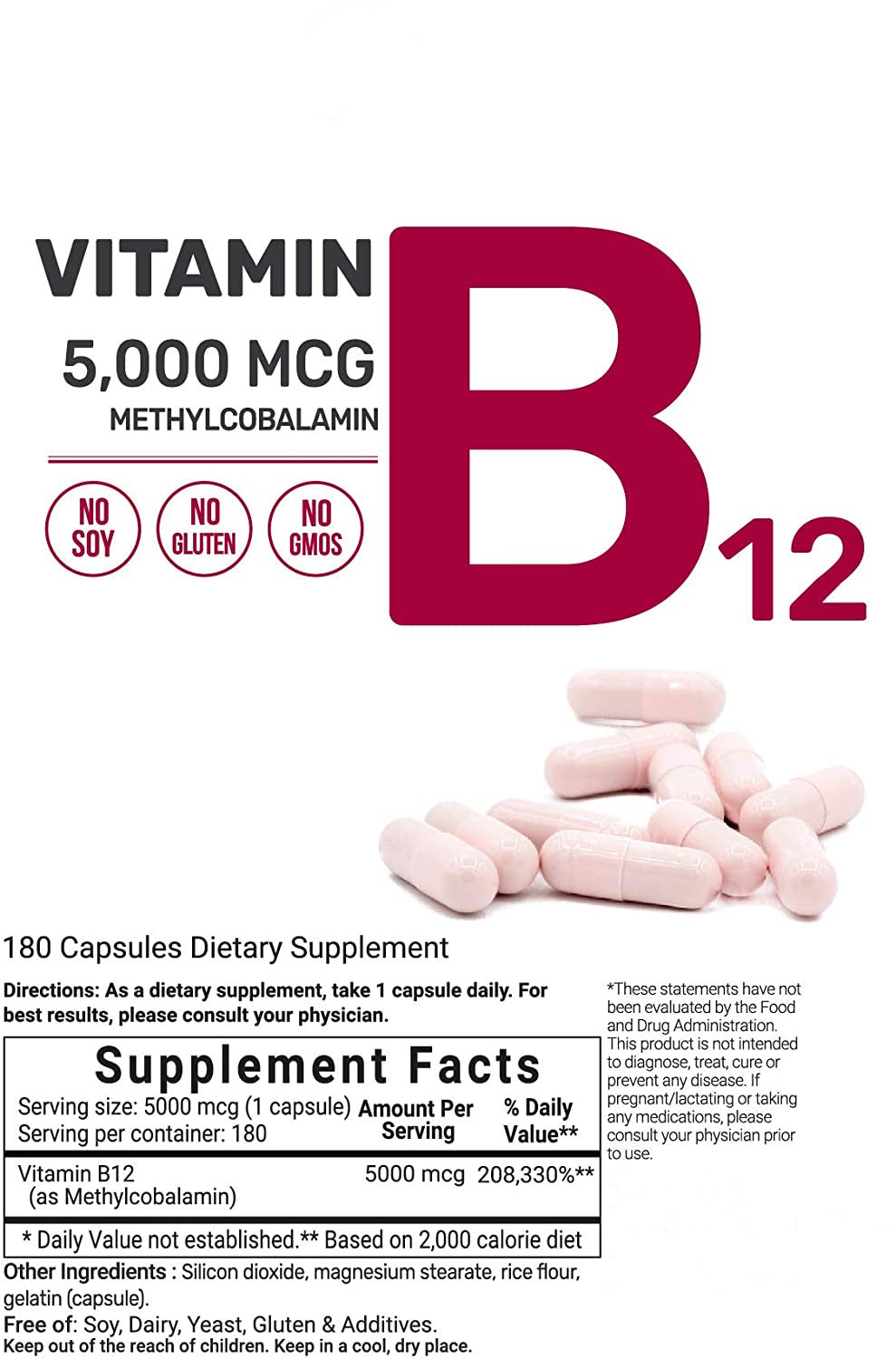 Organic Vitamin B12 Methylcobalamin Supplement,Vitamin B12 Capsules